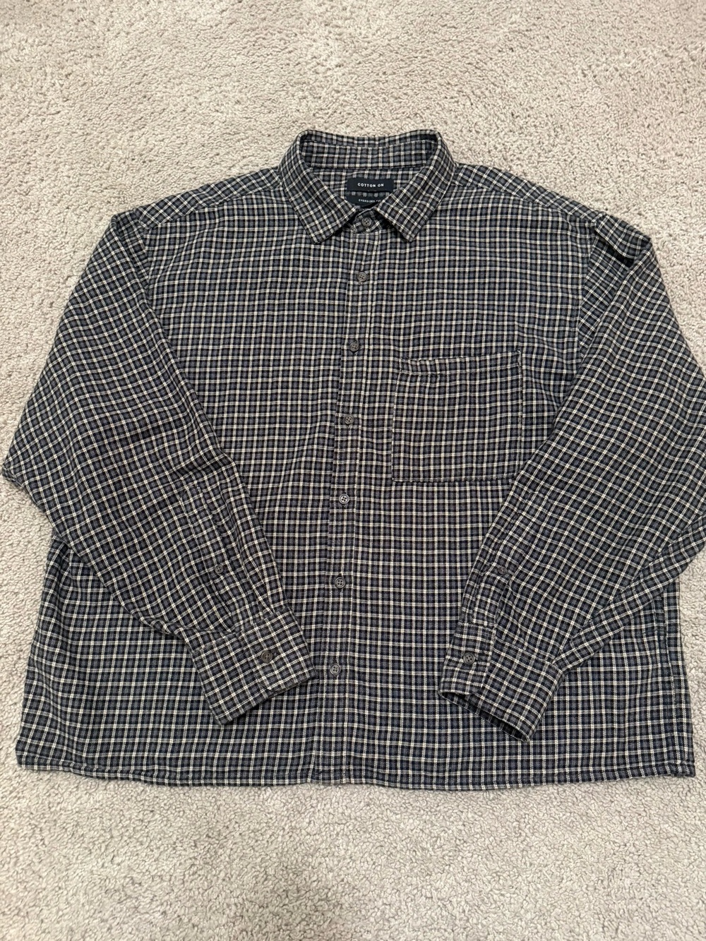 Cotton On Black and Tan Plaid Button Shirt